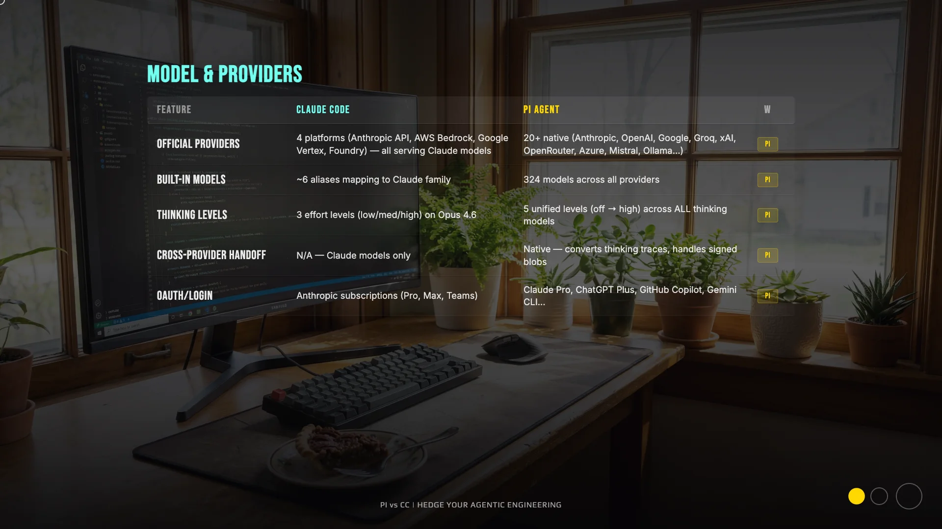 Model and providers comparison - Claude Code 6 aliases vs Pi 324 models across 20+ providers